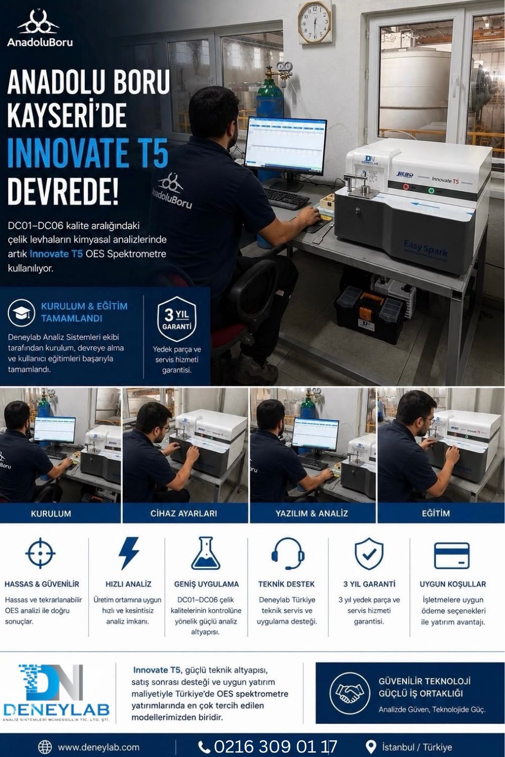 Anadolu Boru’da Innovate T5 Optik Emisyon Spektrometresi Teslimatı Gerçekleştirildi
